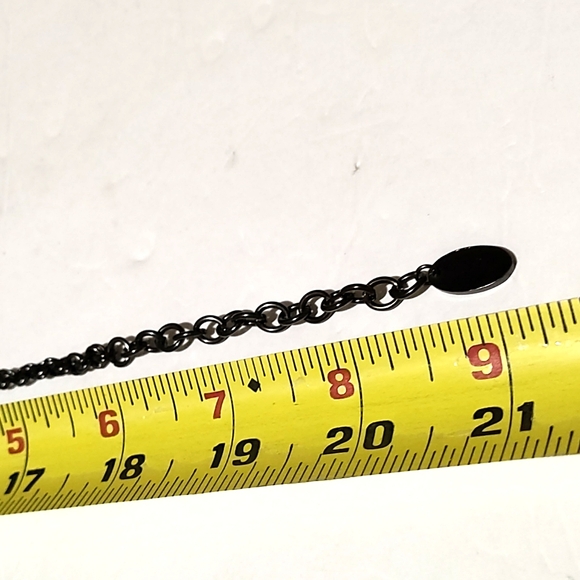 VINTAGE TINY BEADED BLACK CLUSTERED DANGLE GUNMETAL CHAIN 21" NECKLACE - Picture 7 of 10